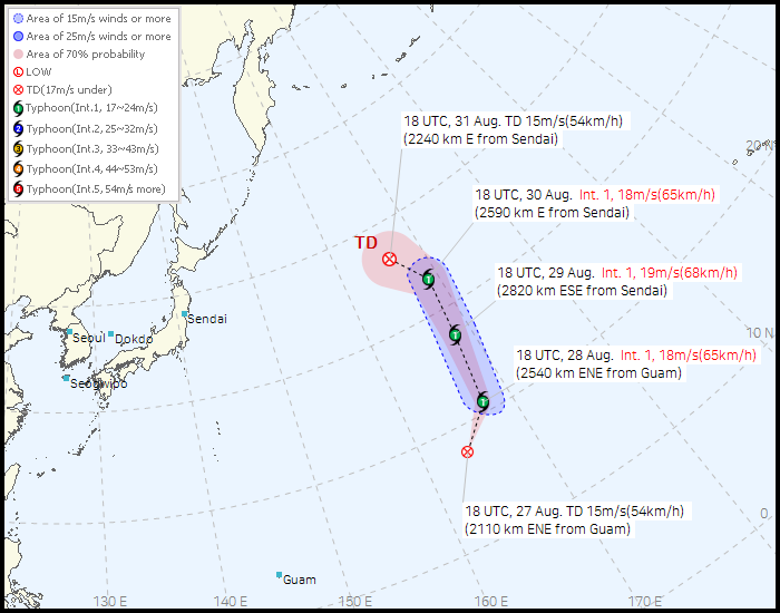 No. 42 Tropical depression route